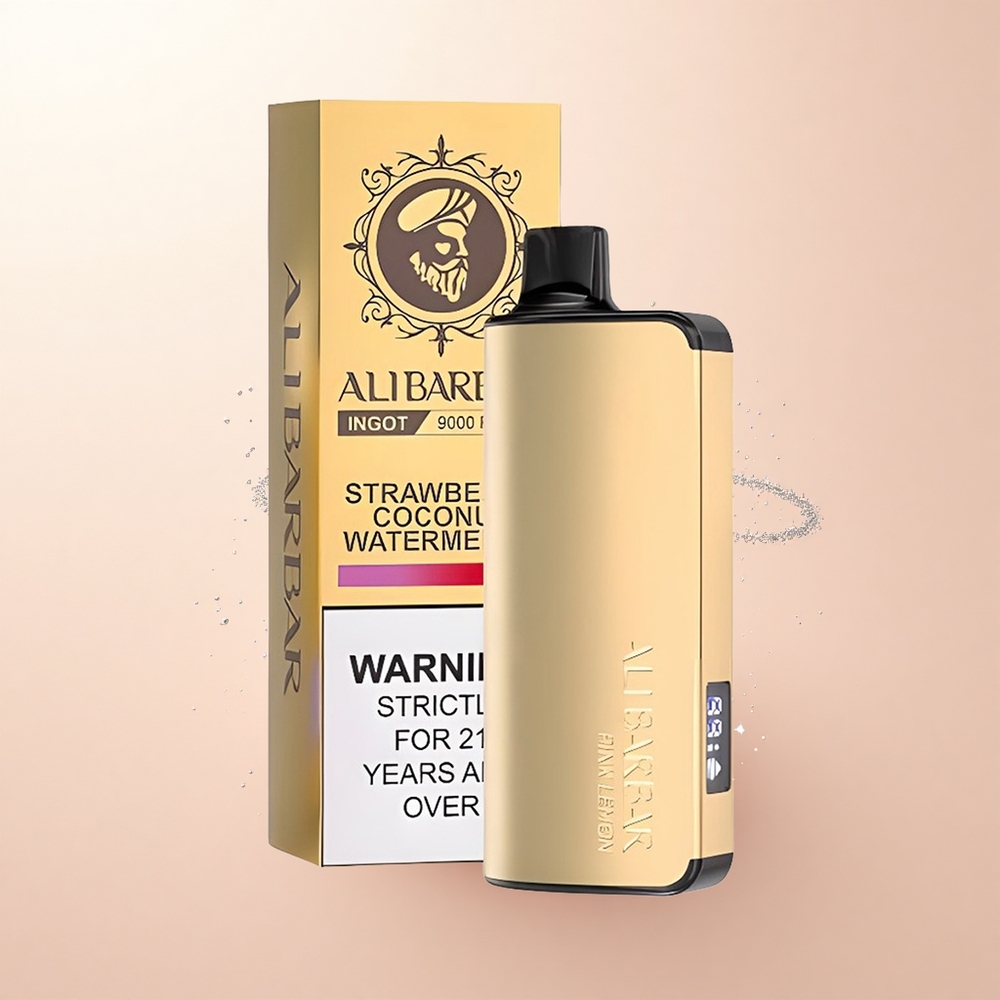 Alibarbar Ingot 9000 Puffs Różowa Cytryna z Wyświetlaczem LED i Pojemnością 22ml