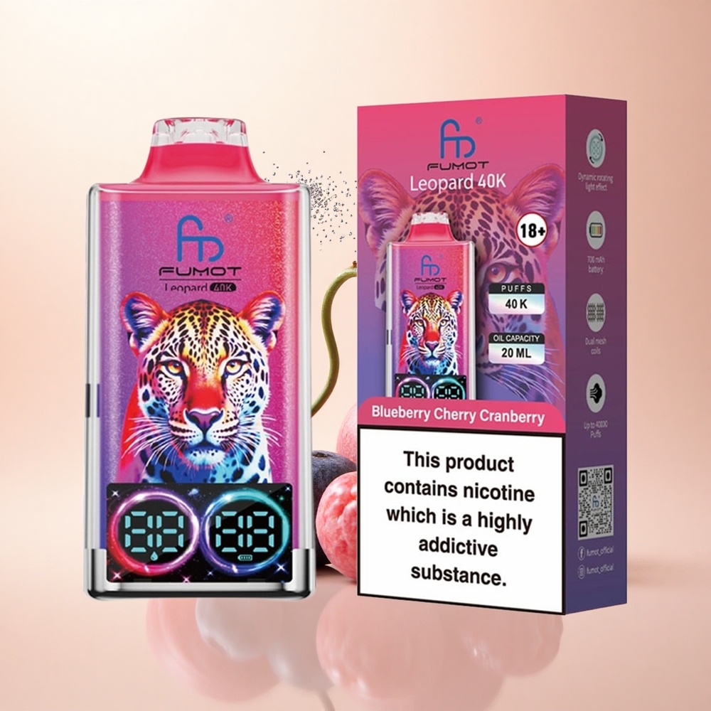 Fumot Leopard 40K Puffs Borówka Wiśnia Żurawina 5% Dual Mesh 700mAh