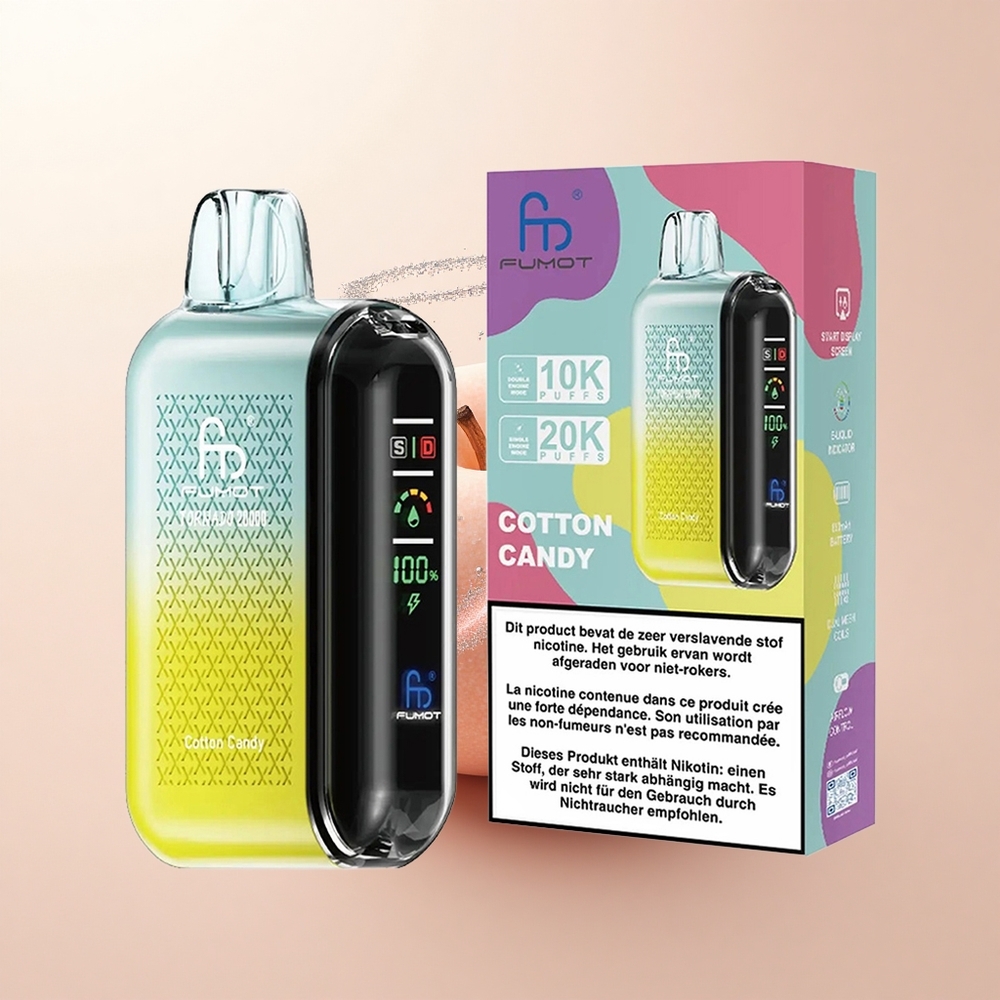 Fumot Tornado 20000 Puffs Bawełna Cukrowa Dual Mesh 20ml Smart Display