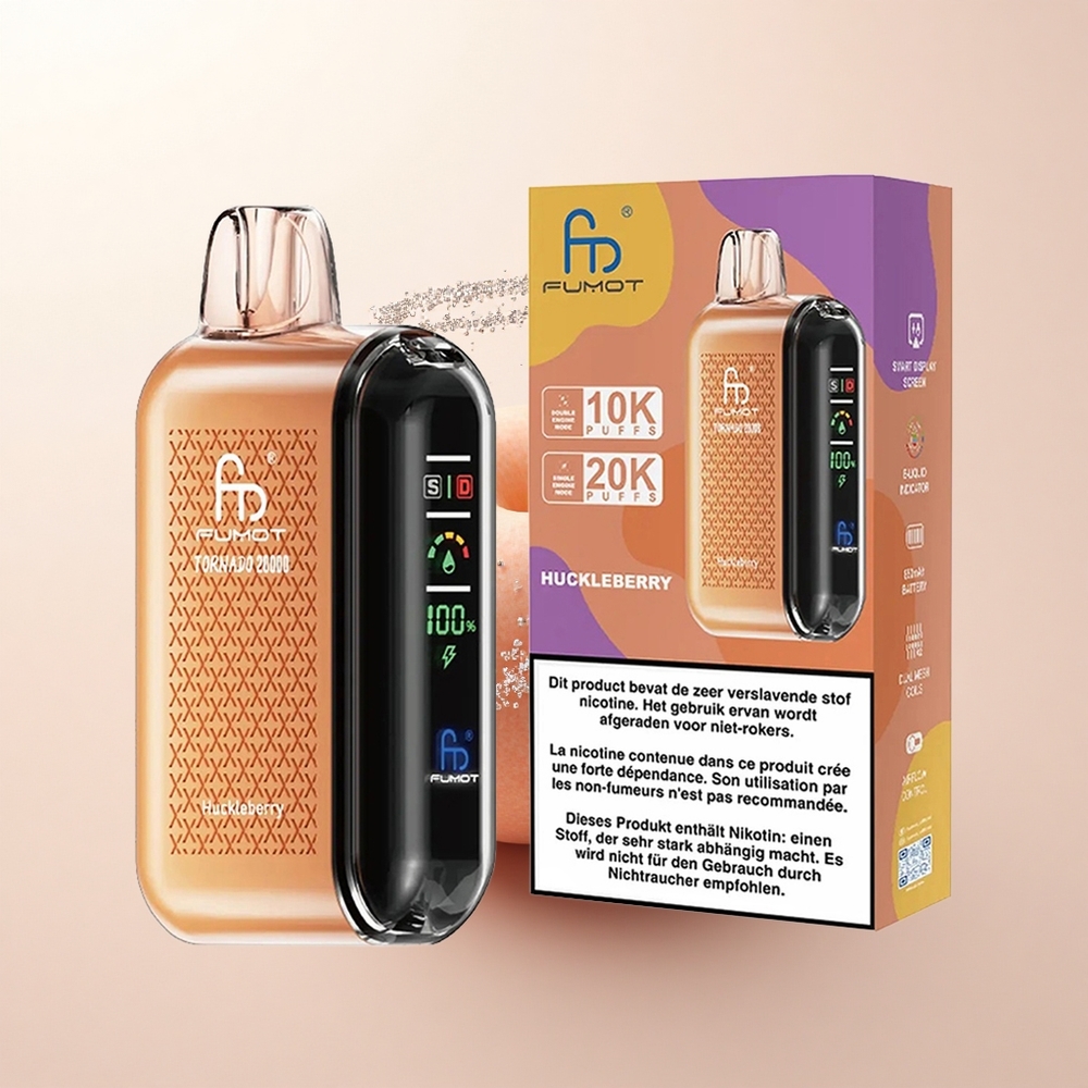 Fumot Tornado 20000 Puffs Huckleberry Podwójna Siatka 20ml Inteligentny Wyświetlacz