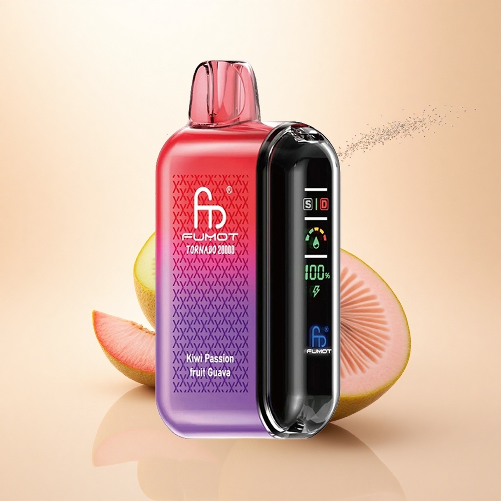 Fumot Tornado 20000 Puffs Kiwi Passion Fruit Guava Dual Mesh Coil Smart Display