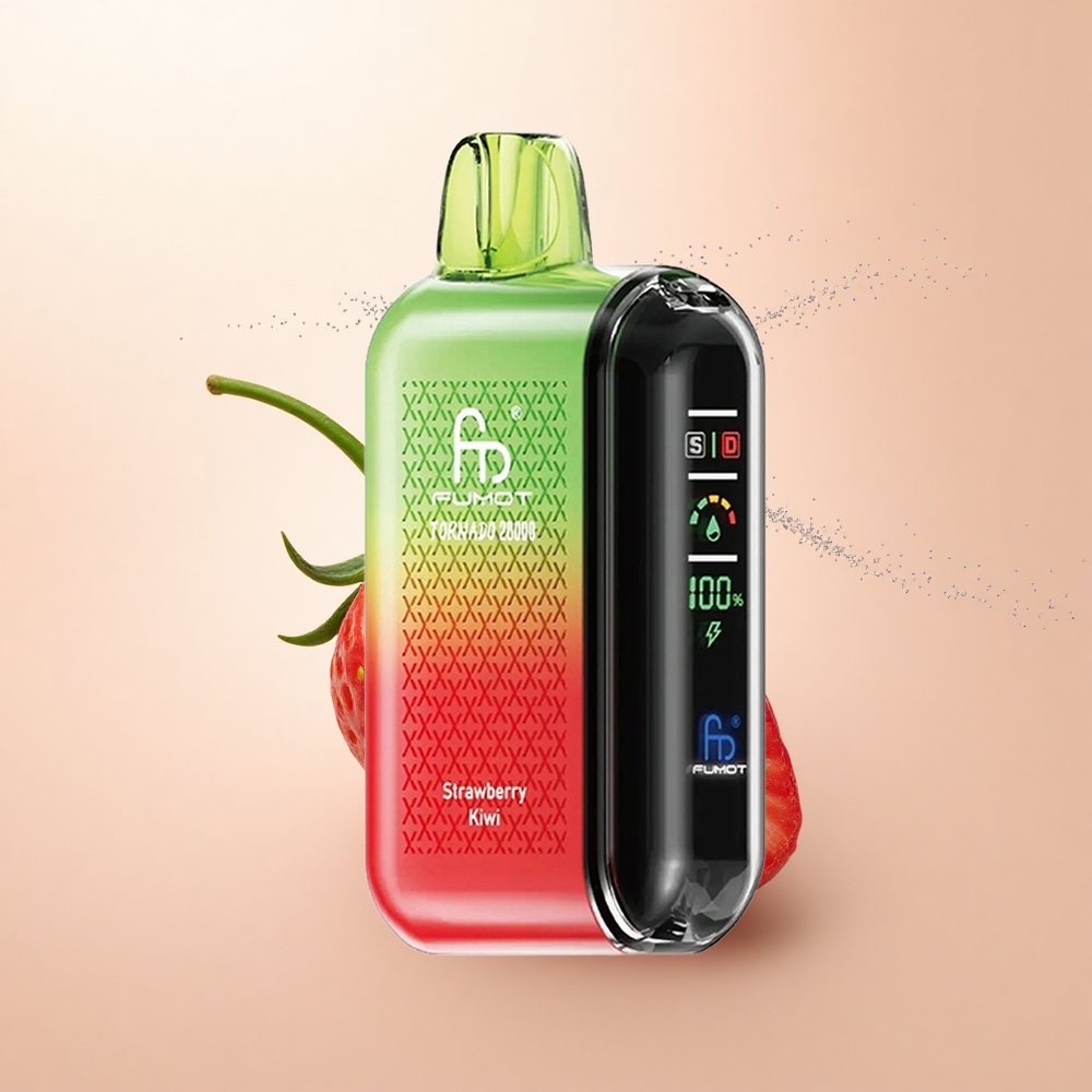 Fumot Tornado 20000 Puffs Truskawka Kiwi Podwójna Siatka Smart Ekran