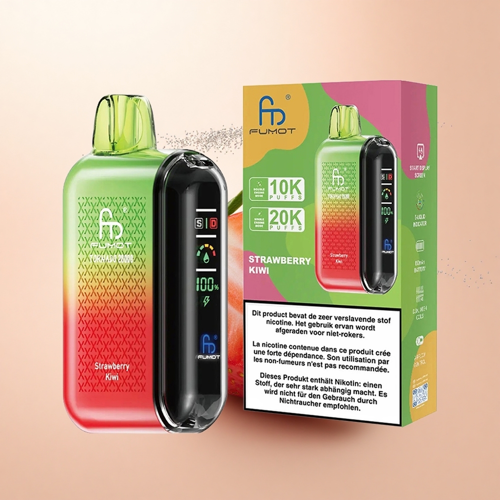 Fumot Tornado 20000 Puffs Truskawka Kiwi Podwójna Siatka Smart Ekran