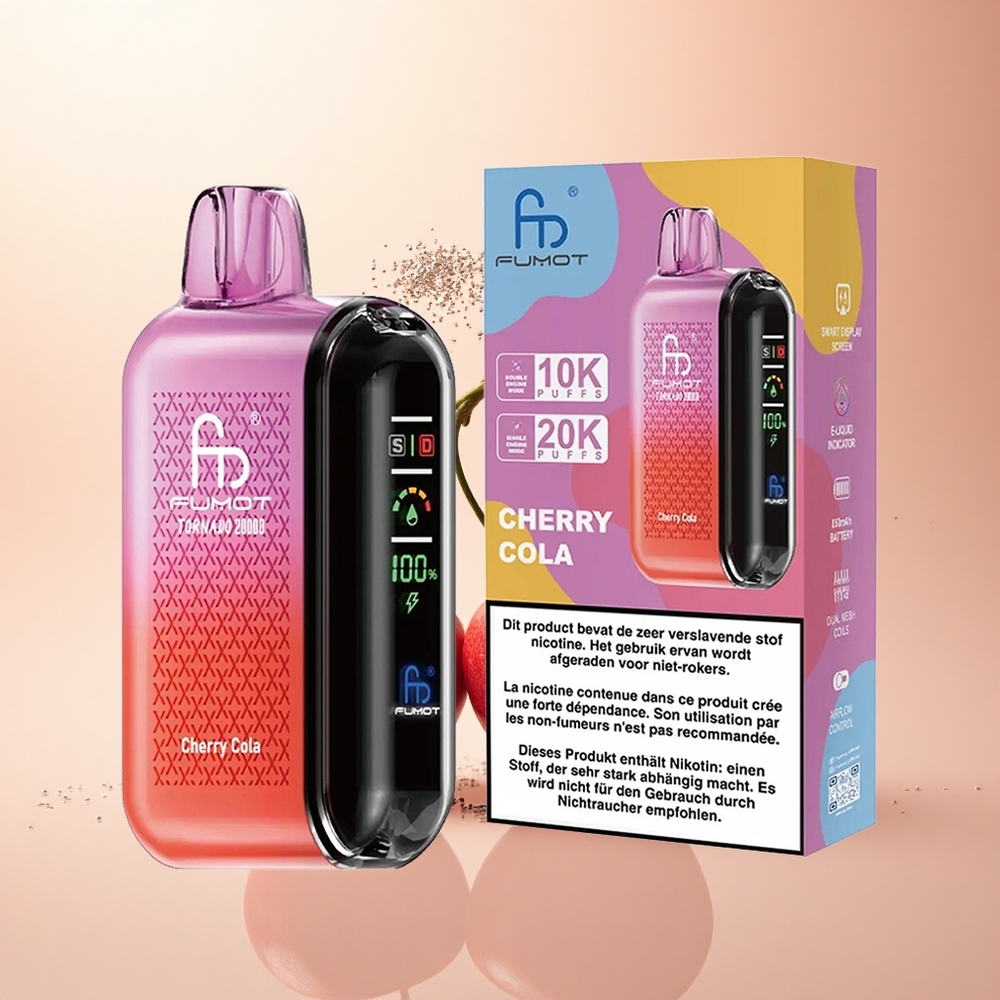 Fumot Tornado 20000 Puffs Wiśniowa Cola Dual Mesh z Wyświetlaczem