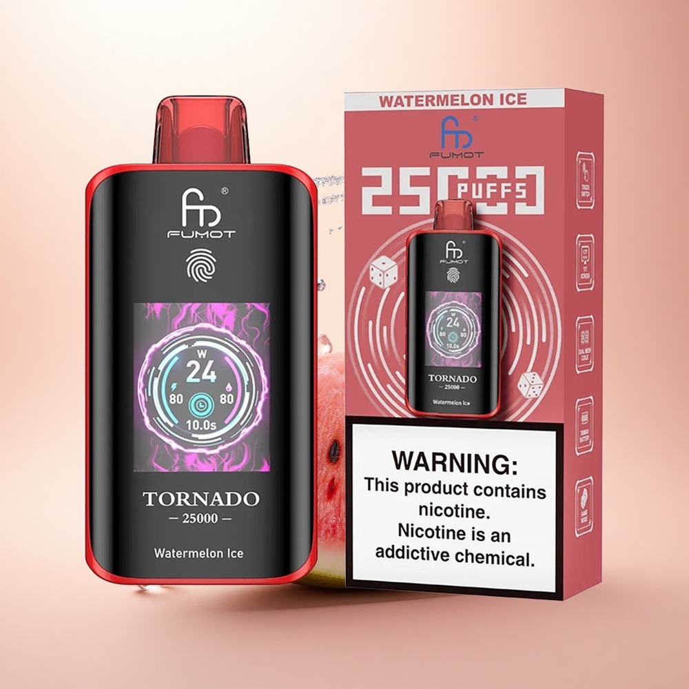 Fumot Tornado 25000 Puffs Arbuza Lód HD Ekran 700mAh 20ml