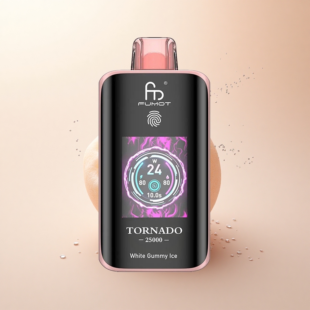 Fumot Tornado 25000 Puffs Biały Gumiś Lód z Ekranem HD i Baterią 700mAh