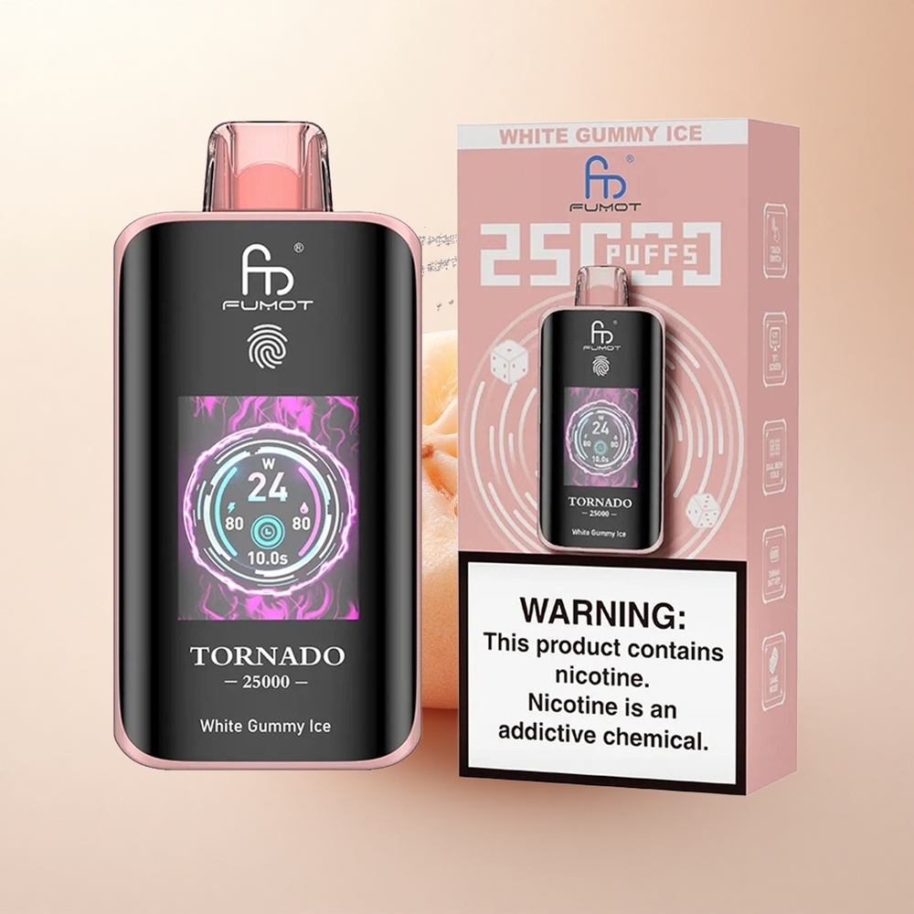 Fumot Tornado 25000 Puffs Biały Gumiś Lód z Ekranem HD i Baterią 700mAh