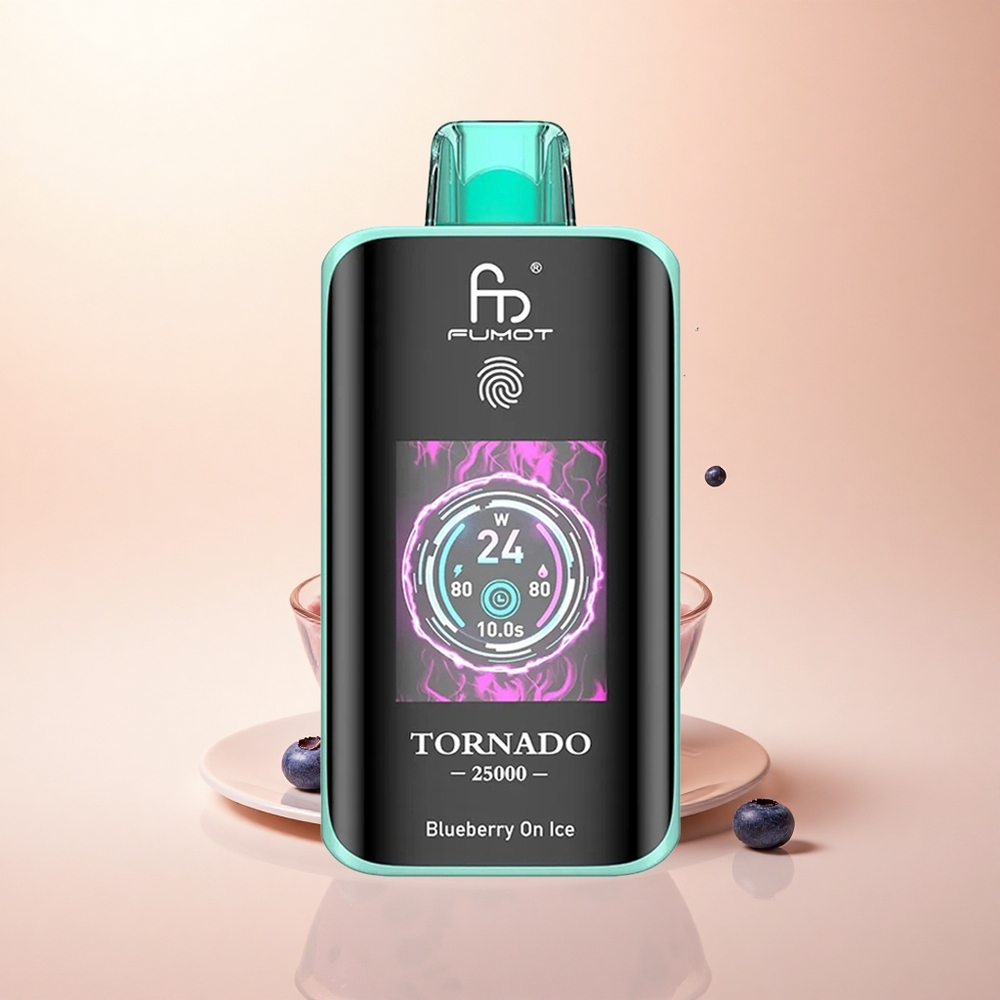 Fumot Tornado 25000 Puffs Borówka Na Lodzie z Ekranem HD i Baterią 700mAh