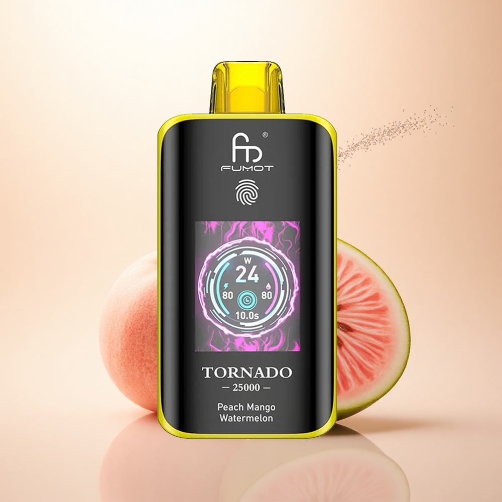 Fumot Tornado 25000 Puffs Brzoskwinia Mango Arbuz z Ekranem HD i Baterią 700mAh