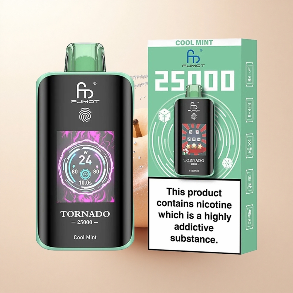 Fumot Tornado 25000 Puffs Chłodna Mięta HD Ekran 20ml Bateria 700mAh