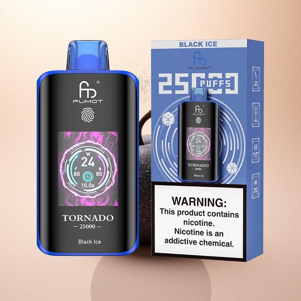 Fumot Tornado 25000 Puffs Czarny Lód HD z 20ml i Typem-C