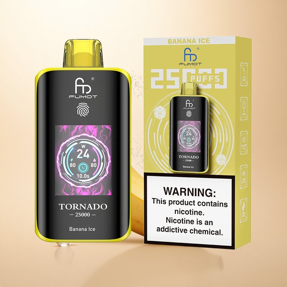 Fumot Tornado 25000 Puffs Lodowy Banan z Typem-C i Ekranem HD