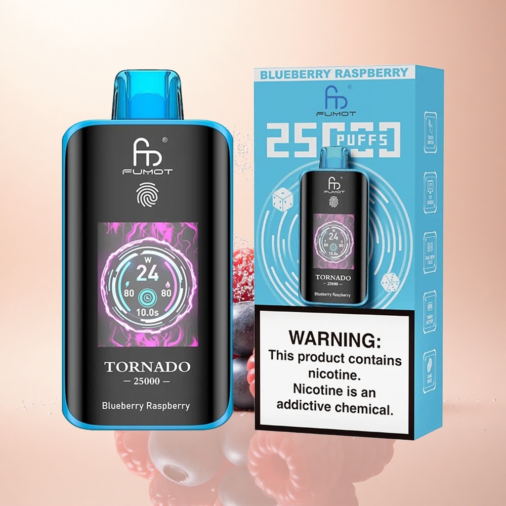Fumot Tornado 25000 Puffs Malinowo-Jagodowy Ekran HD 700mAh Typ-C