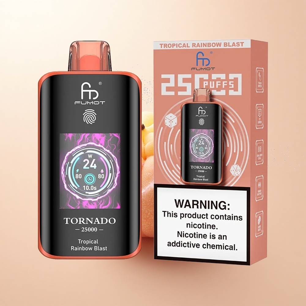 Fumot Tornado 25000 Puffs Tropikalna Tęczowa Eksplozja z Ekranem HD i Ładowaniem Type-C