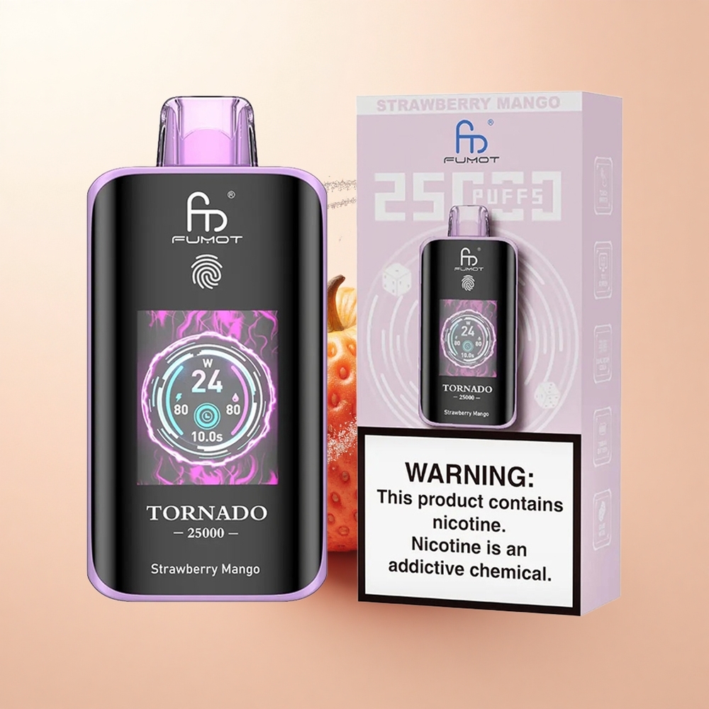 Fumot Tornado 25000 Puffs Truskawkowo-Mango HD z Akumulatorem 700mAh i Typem-C