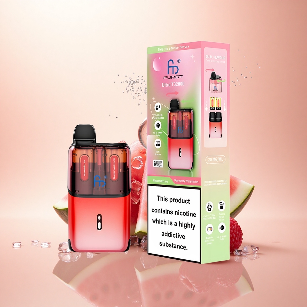 Fumot Ultra T32000 Puffs Arbuzowy Lód - Malinowy Arbuz z 24ml i Szybkim Ładowaniem