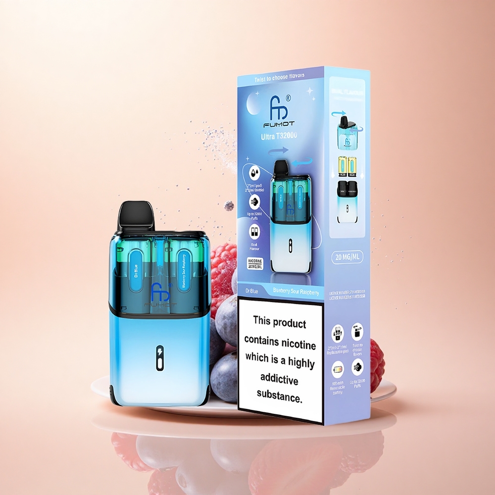 Fumot Ultra T32000 Puffs Dr Blue - Jagodowa Kwaśna Malina z 800mAh i Typem-C