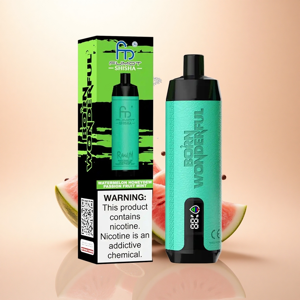 RandM Fumot Shisha 10000 Puffs Arbuz Melon Mięta Pasja z LED i Typem-C