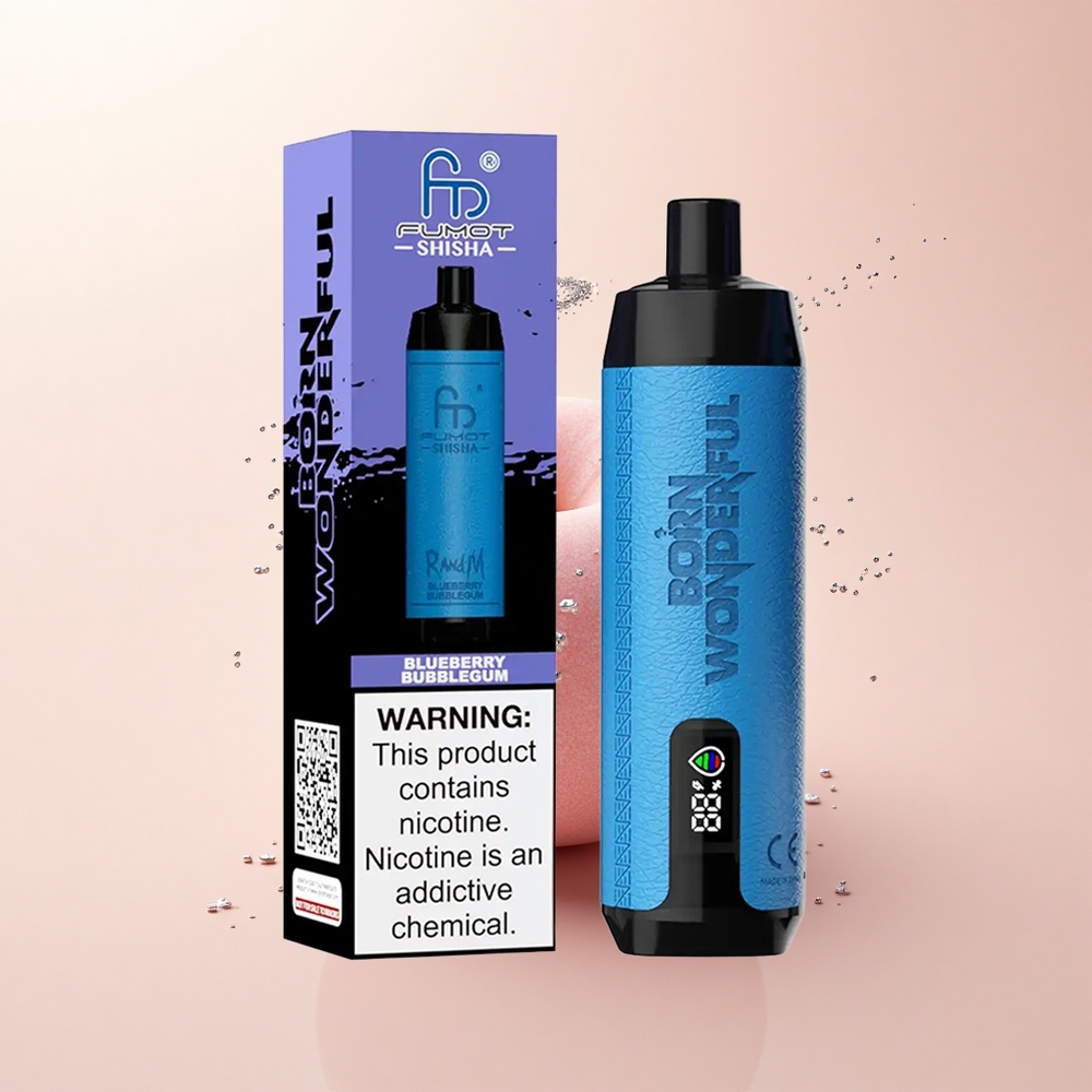 RandM Fumot Shisha 10000 Puffs Borówkowa Guma Balonowa z Wskaźnikiem LED i Typem-C