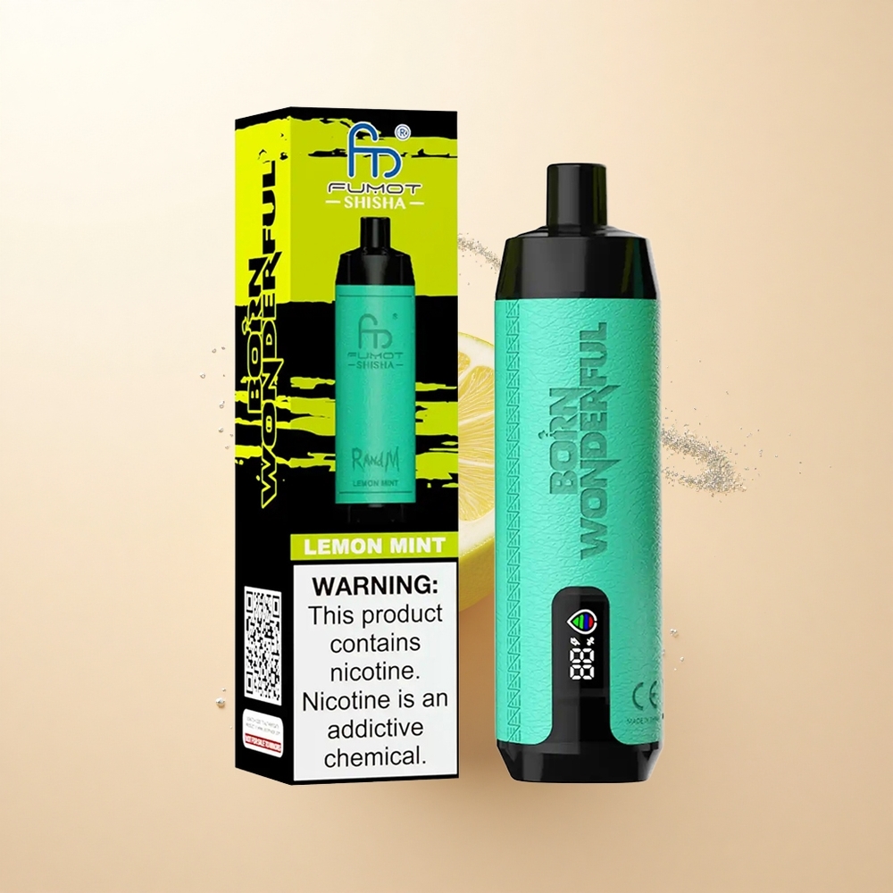 RandM Fumot Shisha 10000 Puffs Cytrynowo-Miętowy z Typem-C i Wskaźnikiem LED