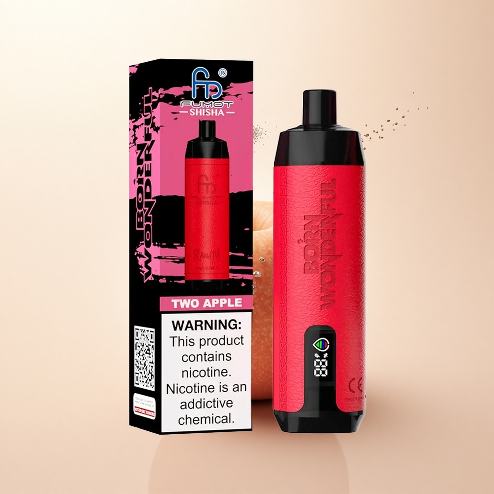 RandM Fumot Shisha 10000 Puffs Dwa Jabłko LED 0.6ohm Typ-C