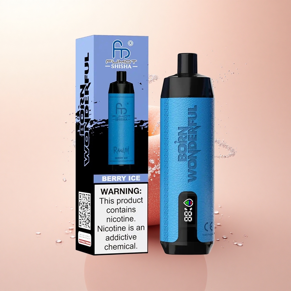 RandM Fumot Shisha 10000 Puffs Jagodowy Lód z LED i Typem-C