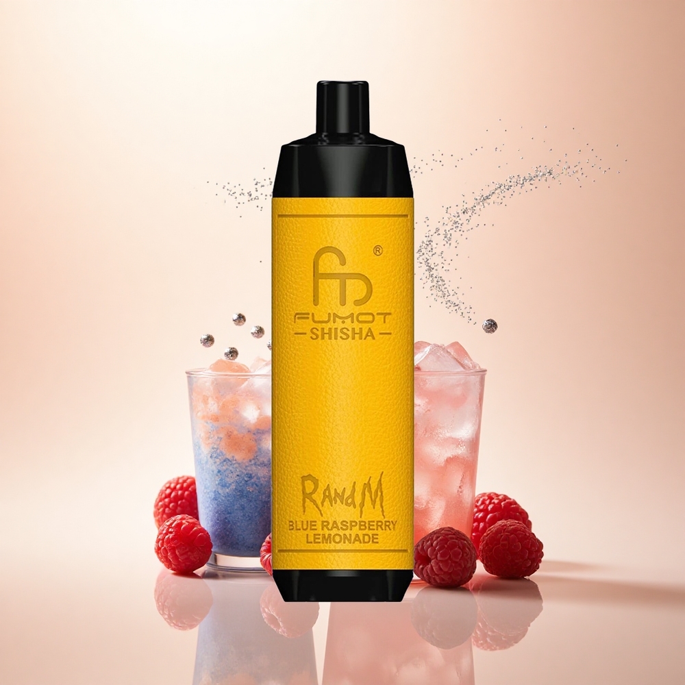 RandM Fumot Shisha 10000 Puffs Niebieska Lemonada Malinowa z 18ml i Typem-C