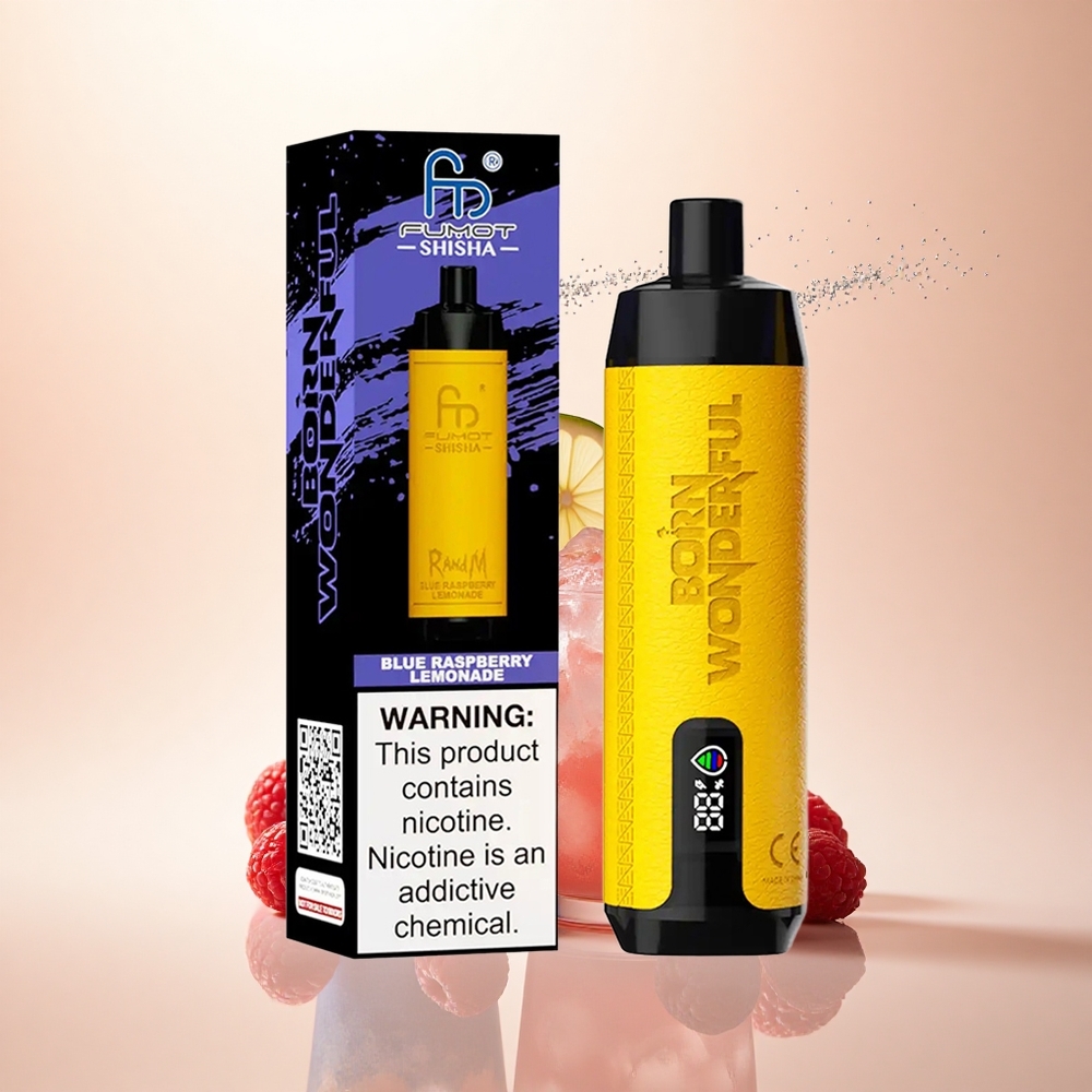 RandM Fumot Shisha 10000 Puffs Niebieska Lemonada Malinowa z 18ml i Typem-C