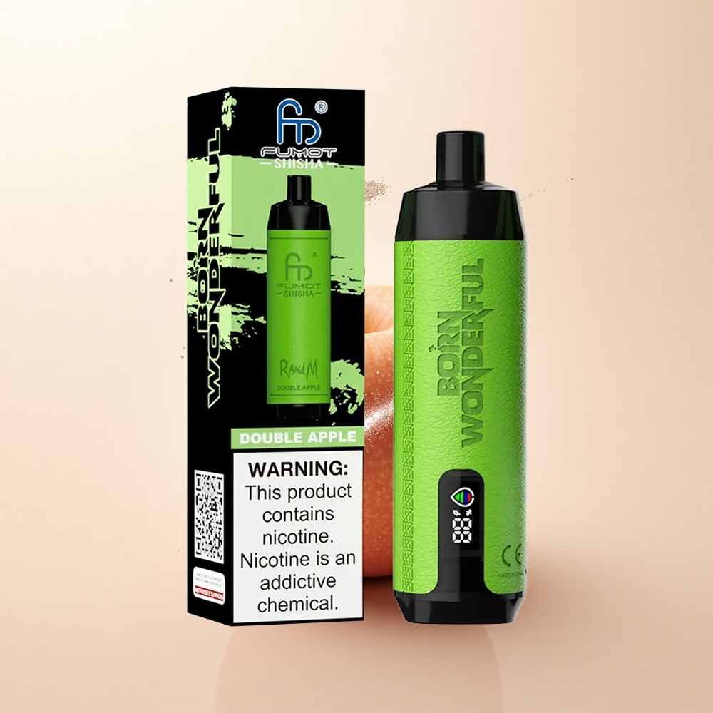 RandM Fumot Shisha 10000 Puffs Podwójne Jabłko z Wskaźnikiem LED i Typem-C