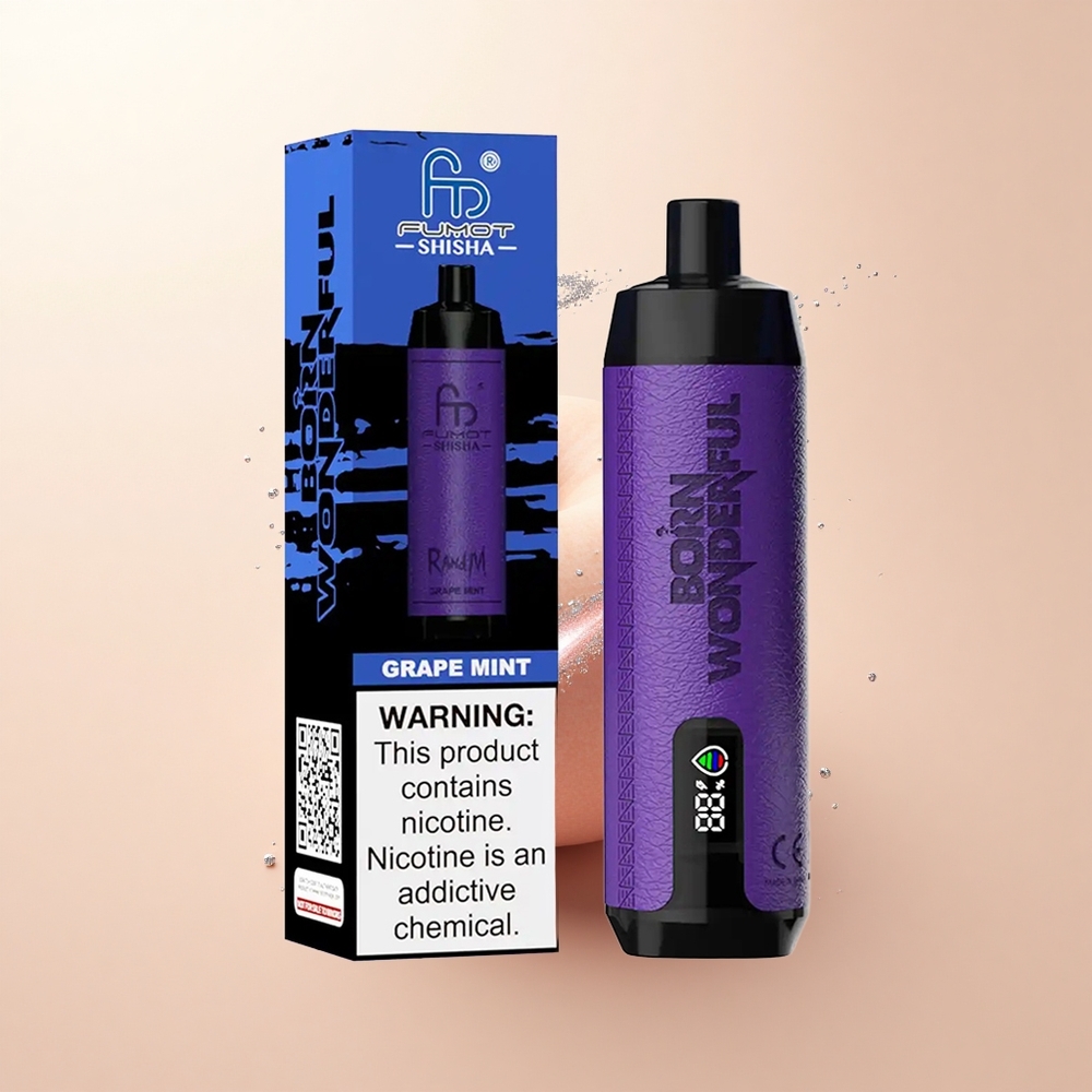 RandM Fumot Shisha 10000 Puffs Winogrodowa Mięta z LED i Typem-C