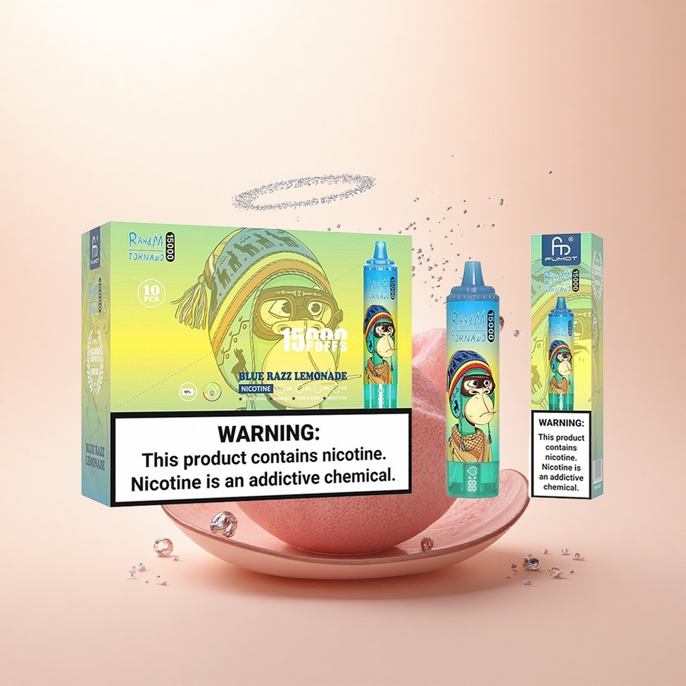 RandM Fumot Tornado 15000 Puffs Błękitna Malina Lemoniada 25ml Mesh