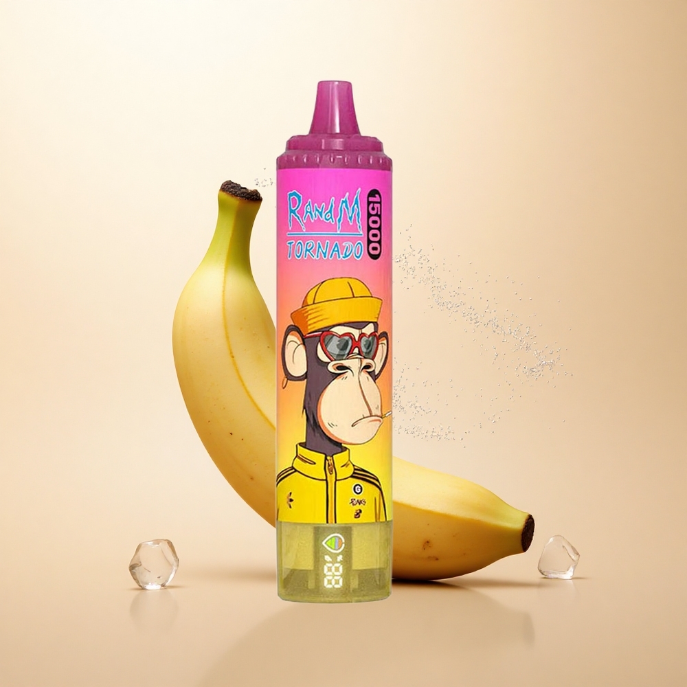 RandM Fumot Tornado 15000 Puffs Banana Lód z Wyświetlaczem LCD i Typem-C