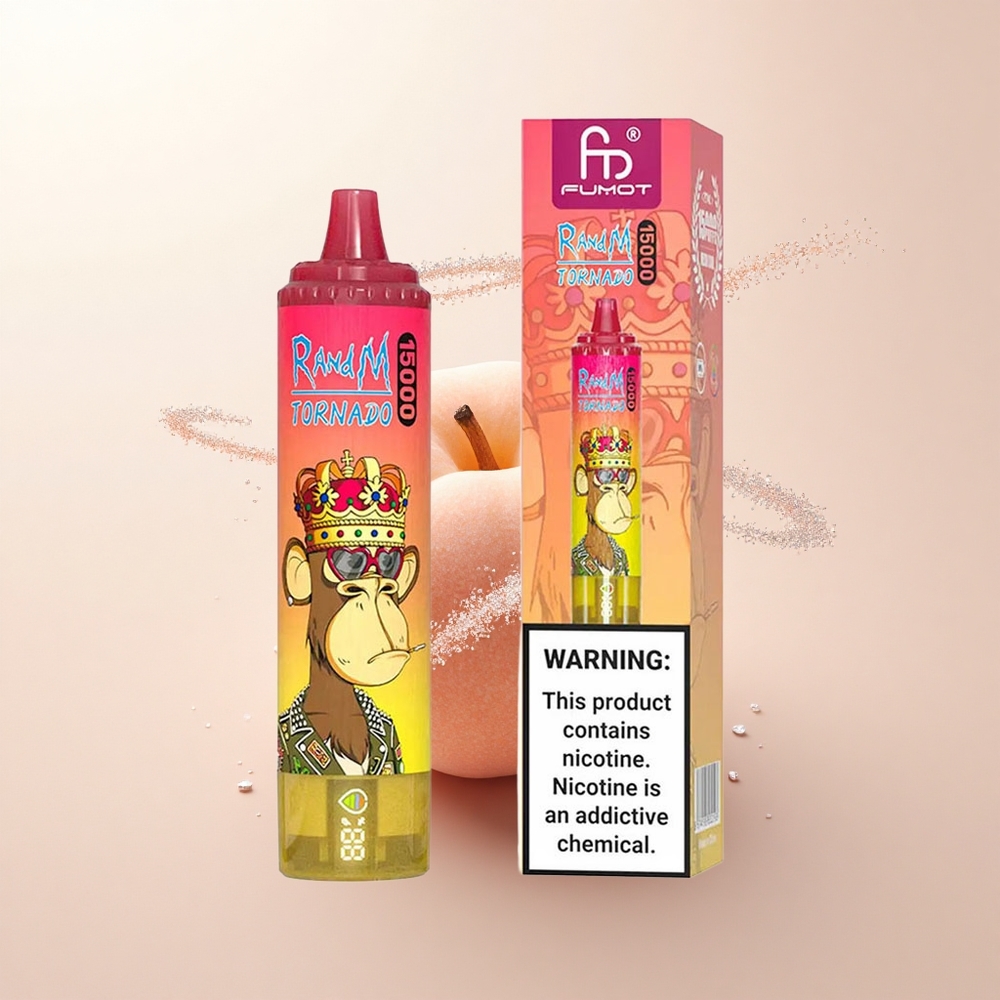 RandM Fumot Tornado 15000 Puffs Brzoskwiniowy Lód 25ml Mesh 0.9 Ohm