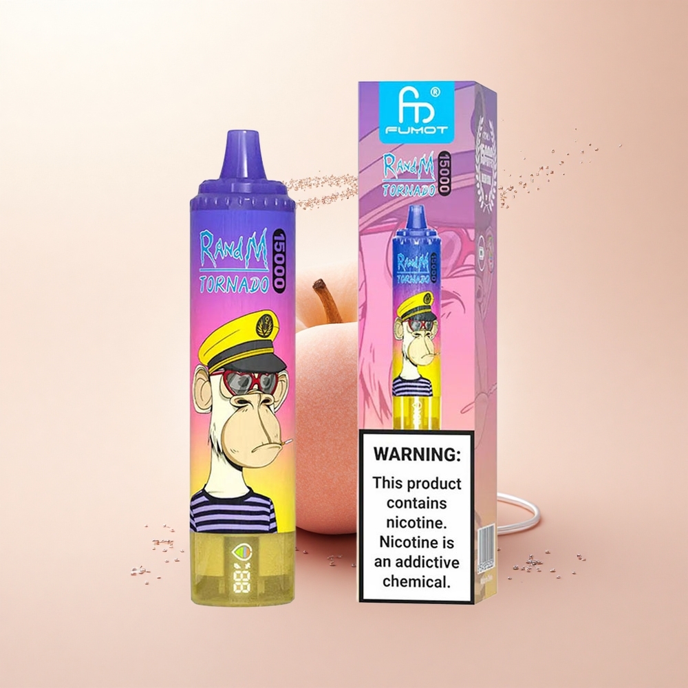 RandM Fumot Tornado 15000 Puffs Brzoskwinka Jagoda Cukierki 25ml 850mAh Typ-C