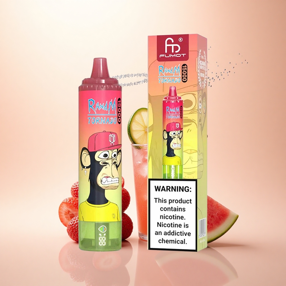 RandM Fumot Tornado 15000 Puffs Truskawkowo-Arbuzowa Lemoniada z LCD i Typem-C