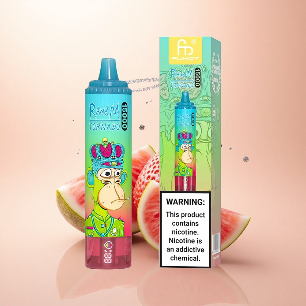 RandM Fumot Tornado 15000 Puffs Truskawkowy Arbuz 25ml Mesh LCD