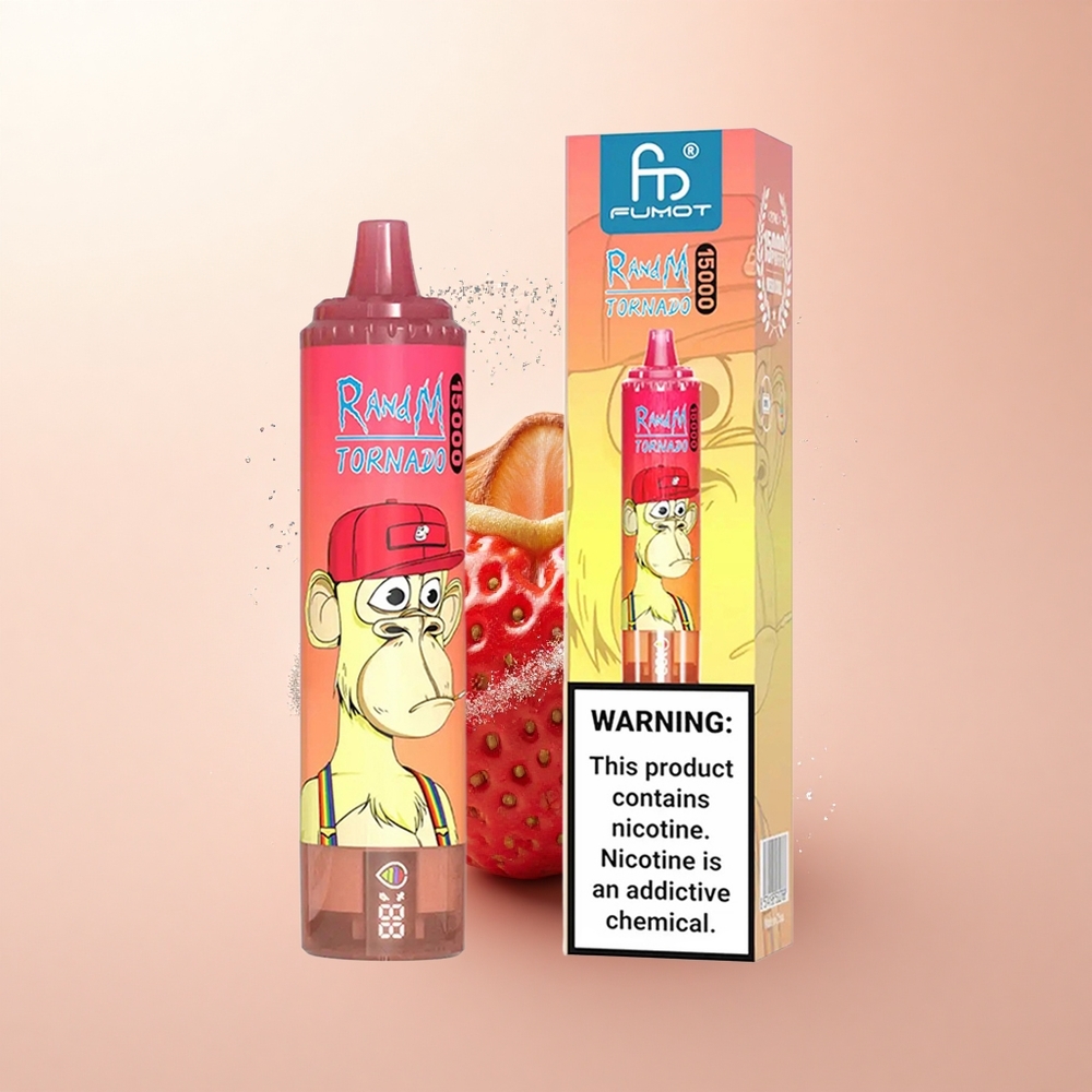 RandM Fumot Tornado 15000 Puffs Truskawkowy Czerwony Byk 25ml Mesh 850mAh