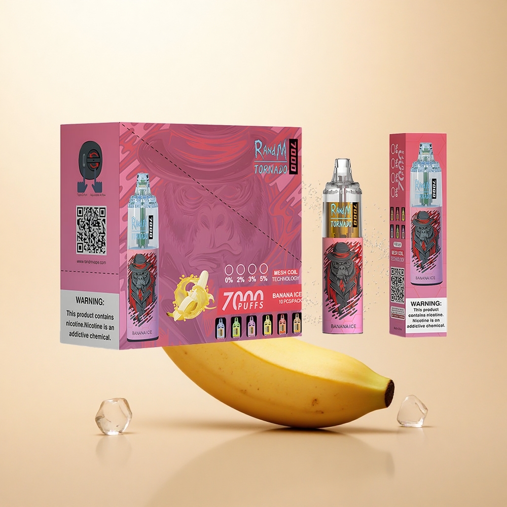 RandM Fumot Tornado 7000 Puffs Banana Lód z 14 ML i Typem-C