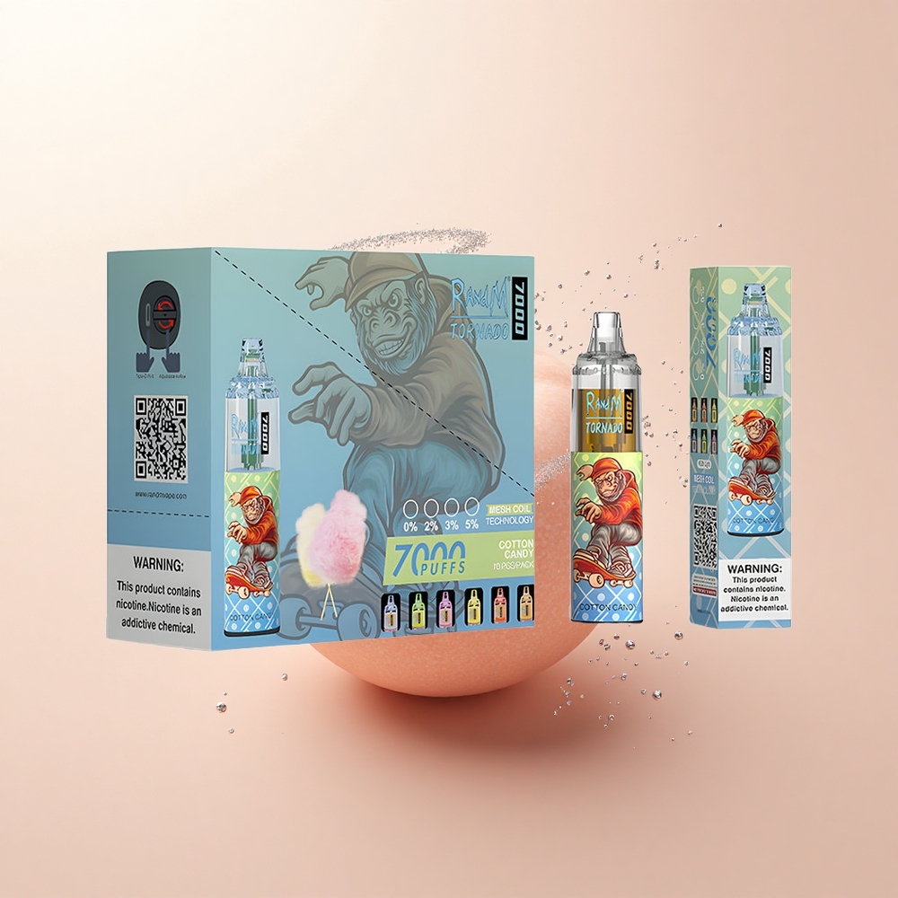 RandM Fumot Tornado 7000 Puffs Bawełniany Cukier z Typem-C i RGB