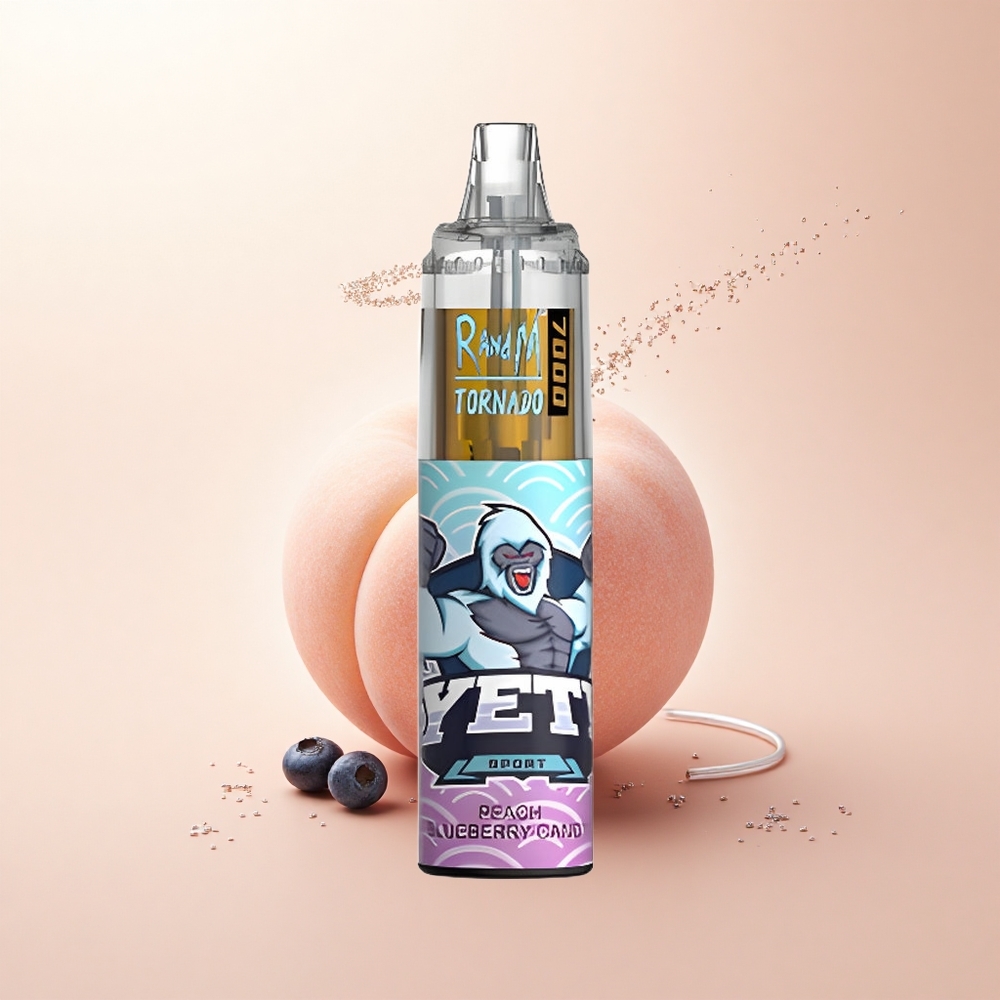 RandM Fumot Tornado 7000 Puffs Brzoskwiniowo-Jagodowy Cukier z Powłoką Siatkową i Portem Typu-C
