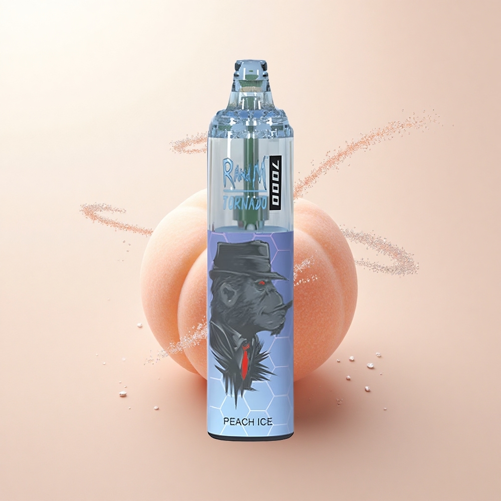 RandM Fumot Tornado 7000 Puffs Brzoskwiniowy Lód z Siatkową Cewką i Regulacją Powietrza