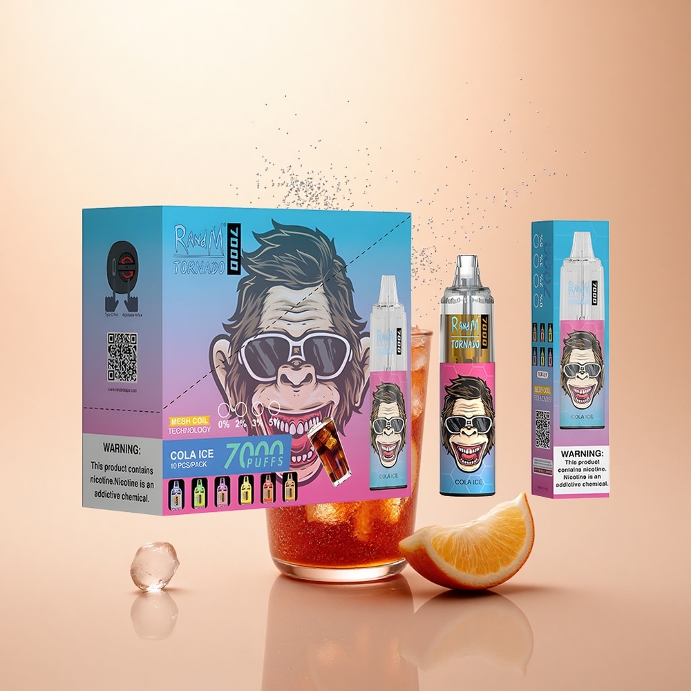 RandM Fumot Tornado 7000 Puffs Cola Lód z RGB Światłem i Typem-C