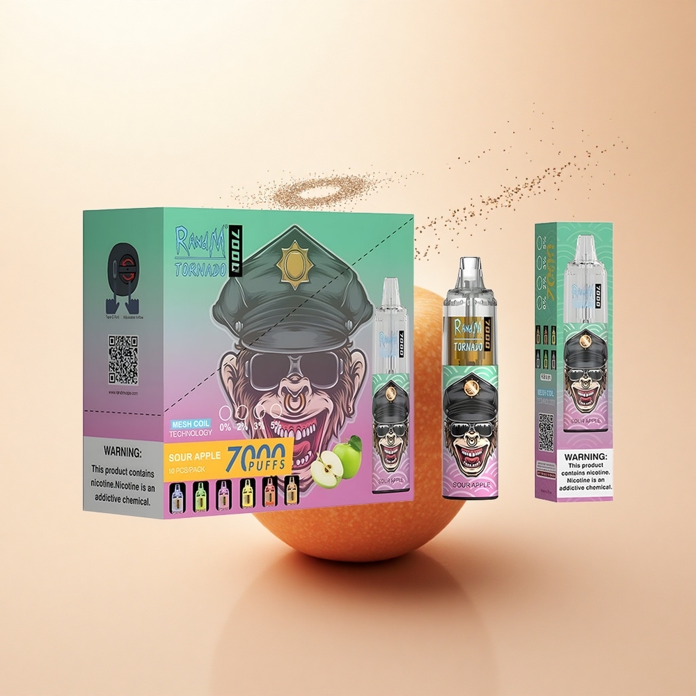 RandM Fumot Tornado 7000 Puffs Kwaśne Jabłko 14ML Typ-C Mesh
