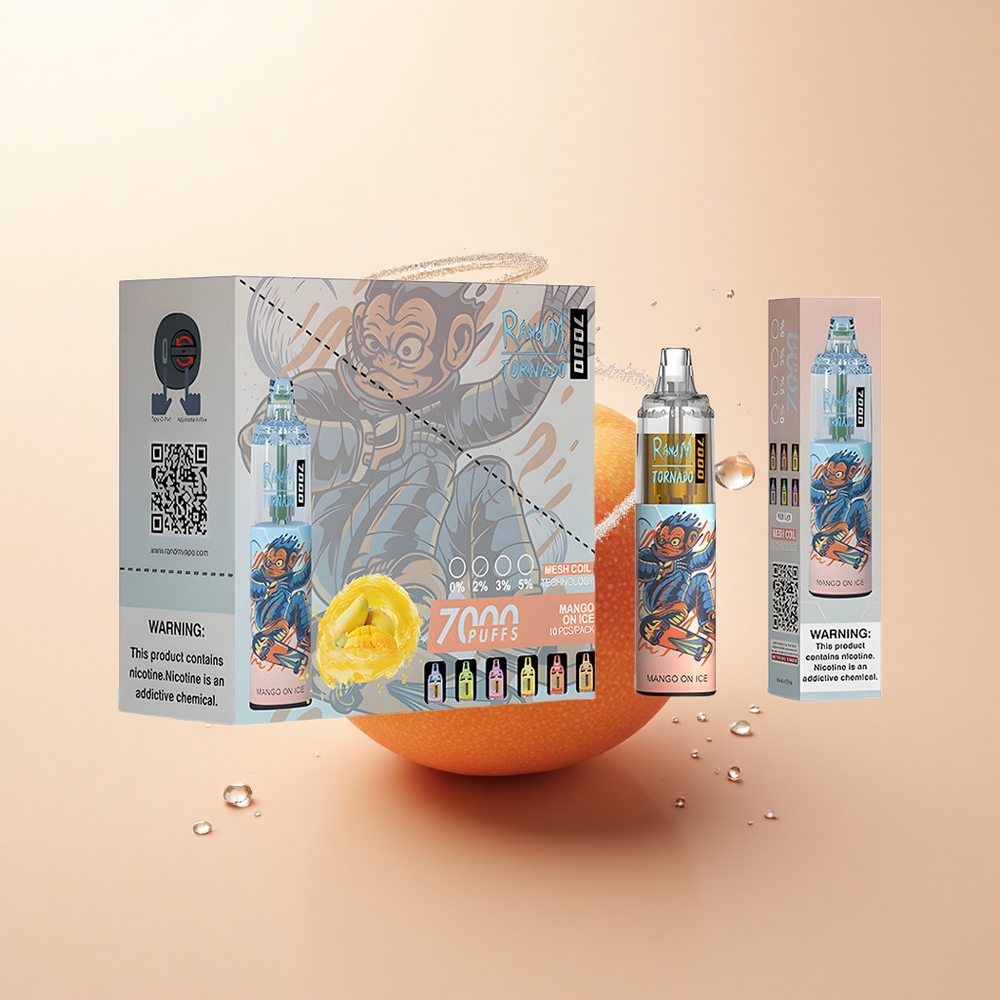 RandM Fumot Tornado 7000 Puffs Mango Na Lodzie z RGB i Siateczką