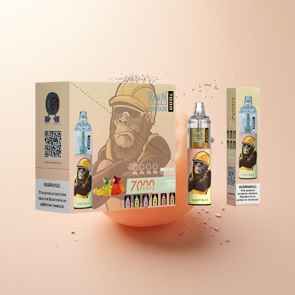 RandM Fumot Tornado 7000 Puffs Miś Gummy 7000 Puffów RGB Światło Typ-C