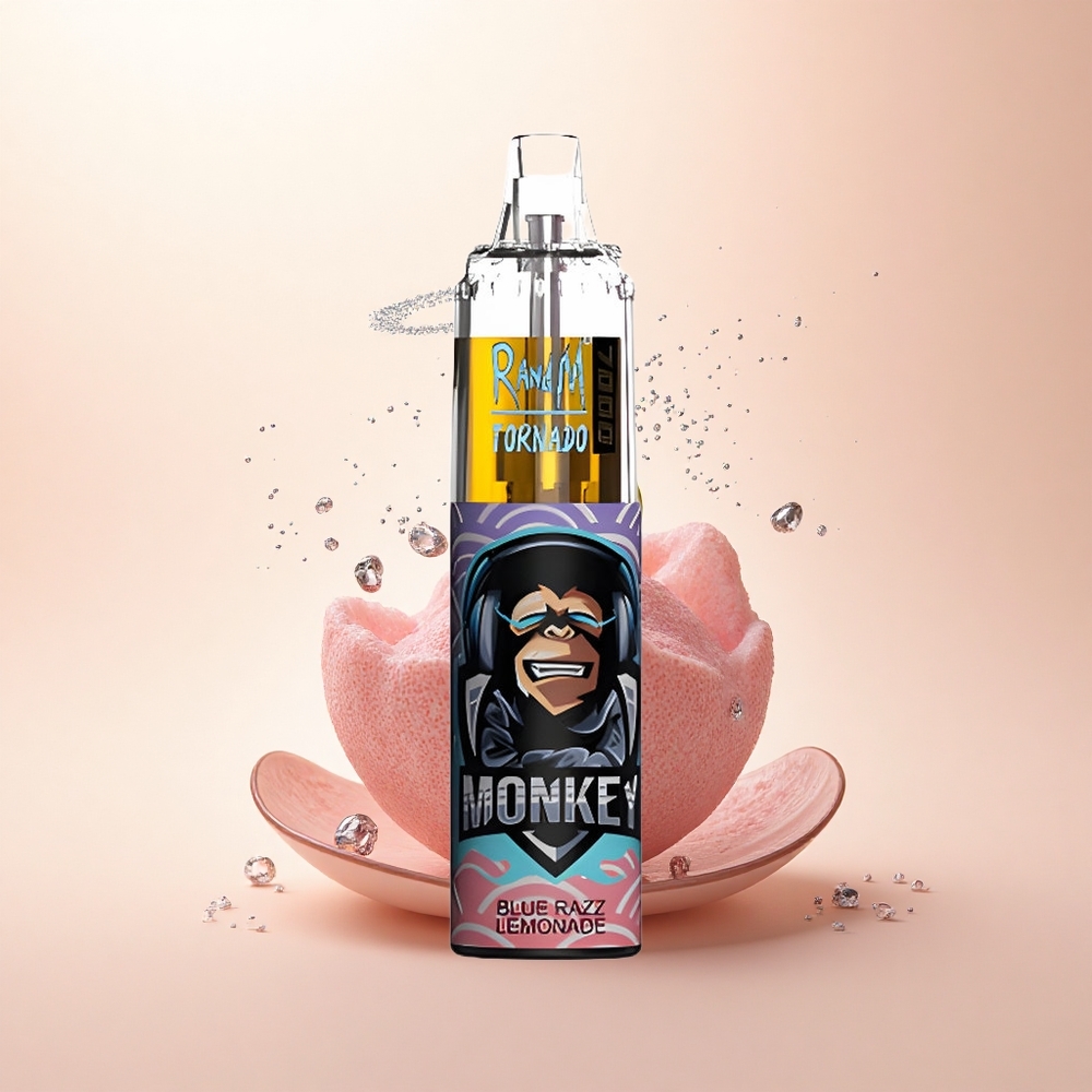 RandM Fumot Tornado 7000 Puffs Niebieska Malina Lemoniada z Siatkową Cewką i Typem-C