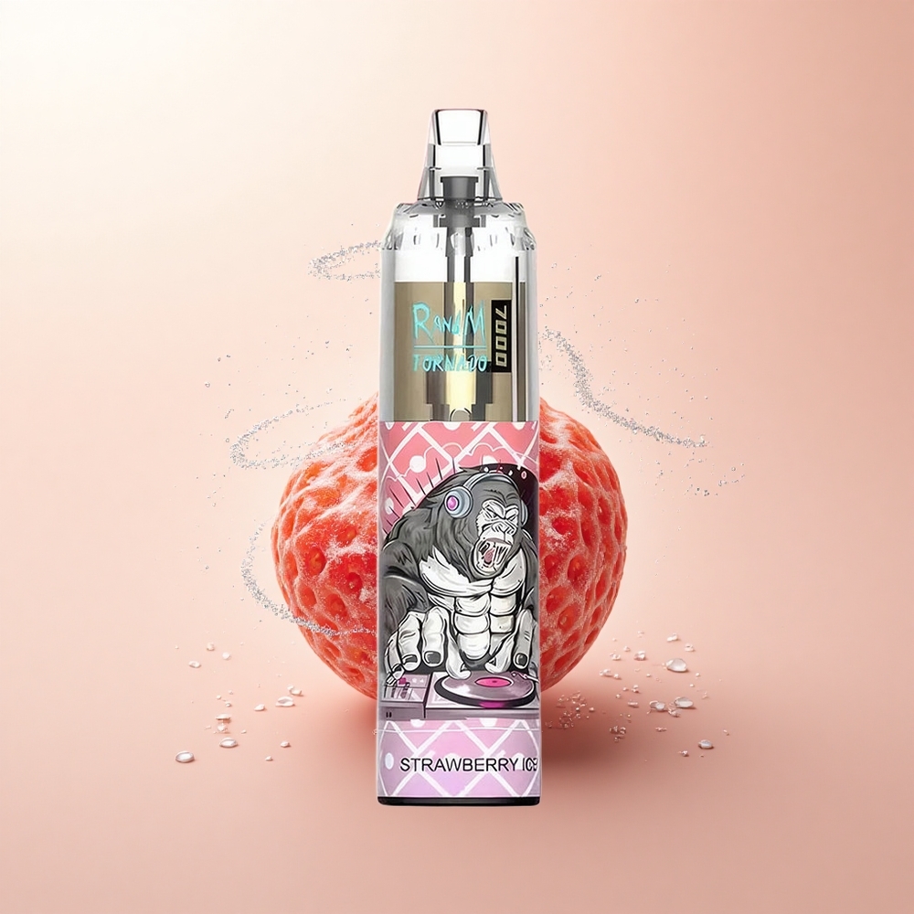 RandM Fumot Tornado 7000 Puffs Truskawkowa Mgiełka z RGB i Siatkową Cewką