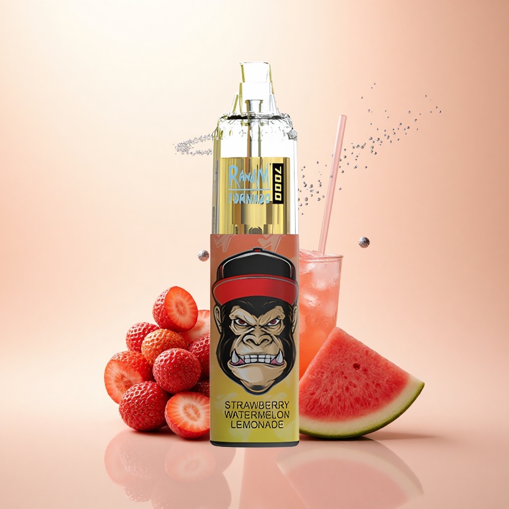 RandM Fumot Tornado 7000 Puffs Truskawkowo-Arbuzowa Lemoniada z Miękką Cewką i Regulacją Powietrza