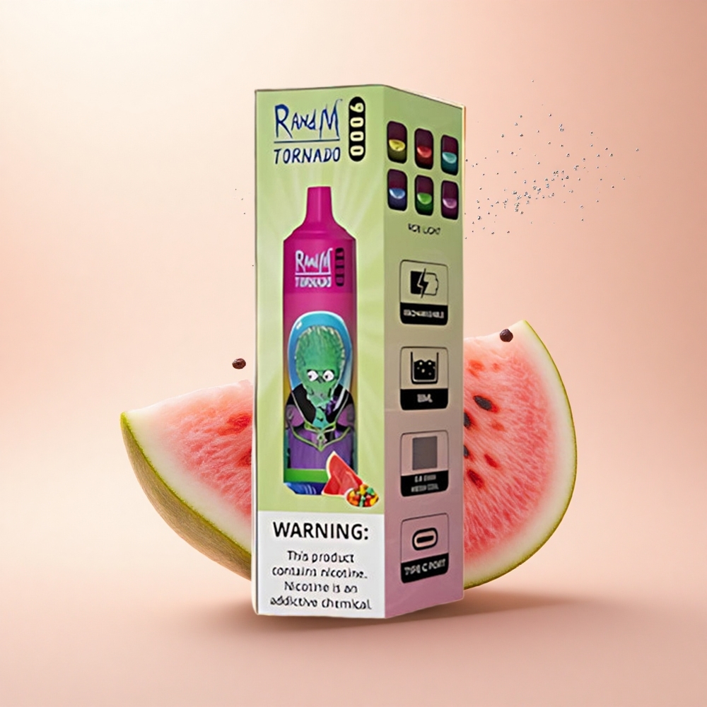 RandM Fumot Tornado 9000 Puffs Arbuzowa Guma Balonowa z Miękką Siatką i RGB Wyświetlaczem