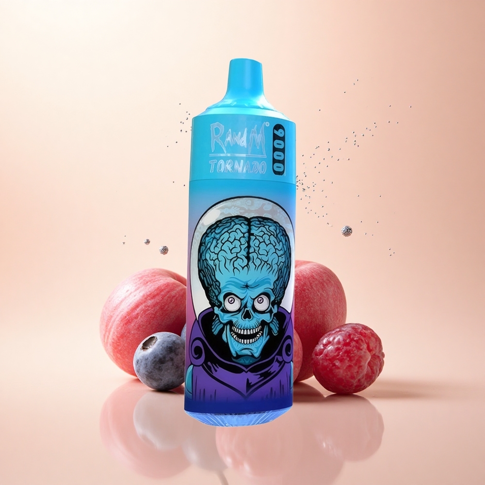RandM Fumot Tornado 9000 Puffs Borówka Wiśnia Żurawina z Wyświetlaczem RGB i Pojemnością 18 mL